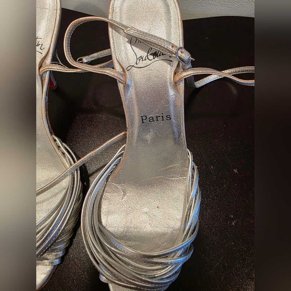 Christian Louboutin Silver Strappy Heels - Picture 7 of 16
